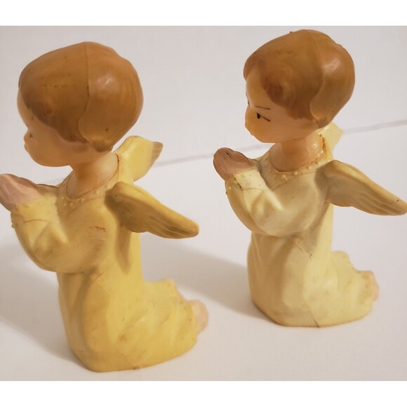 Vintage 1975 Christmas Wilton Praying Plastic Angel Decorations Pair Hong Kong - Picture 4 of 8